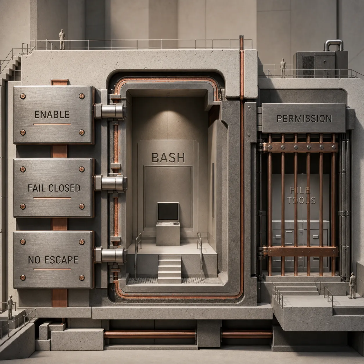 Annotated architecture of Claude Code sandbox hardening controls