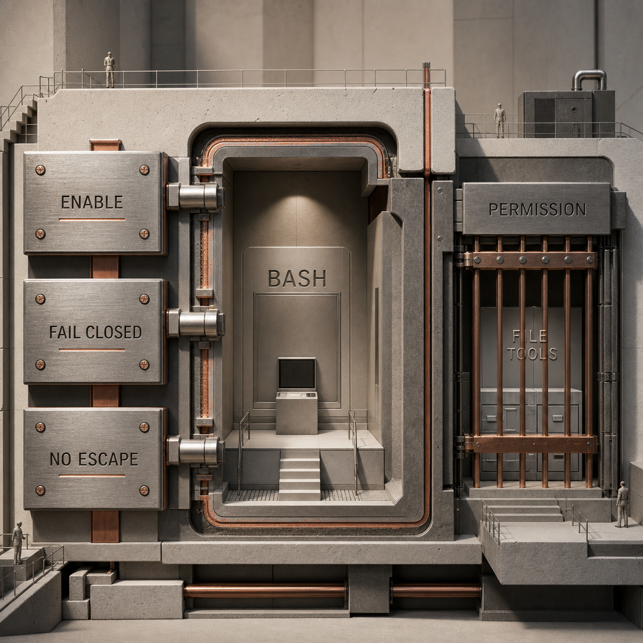 Annotated architecture of Claude Code sandbox hardening controls