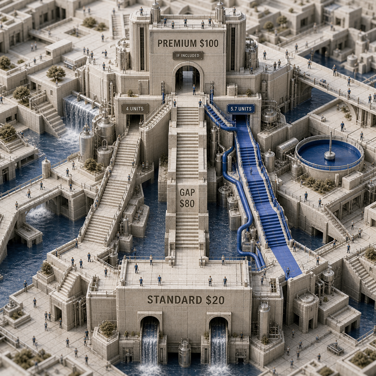 Architectural decision paths showing Claude Standard to Premium crossover thresholds