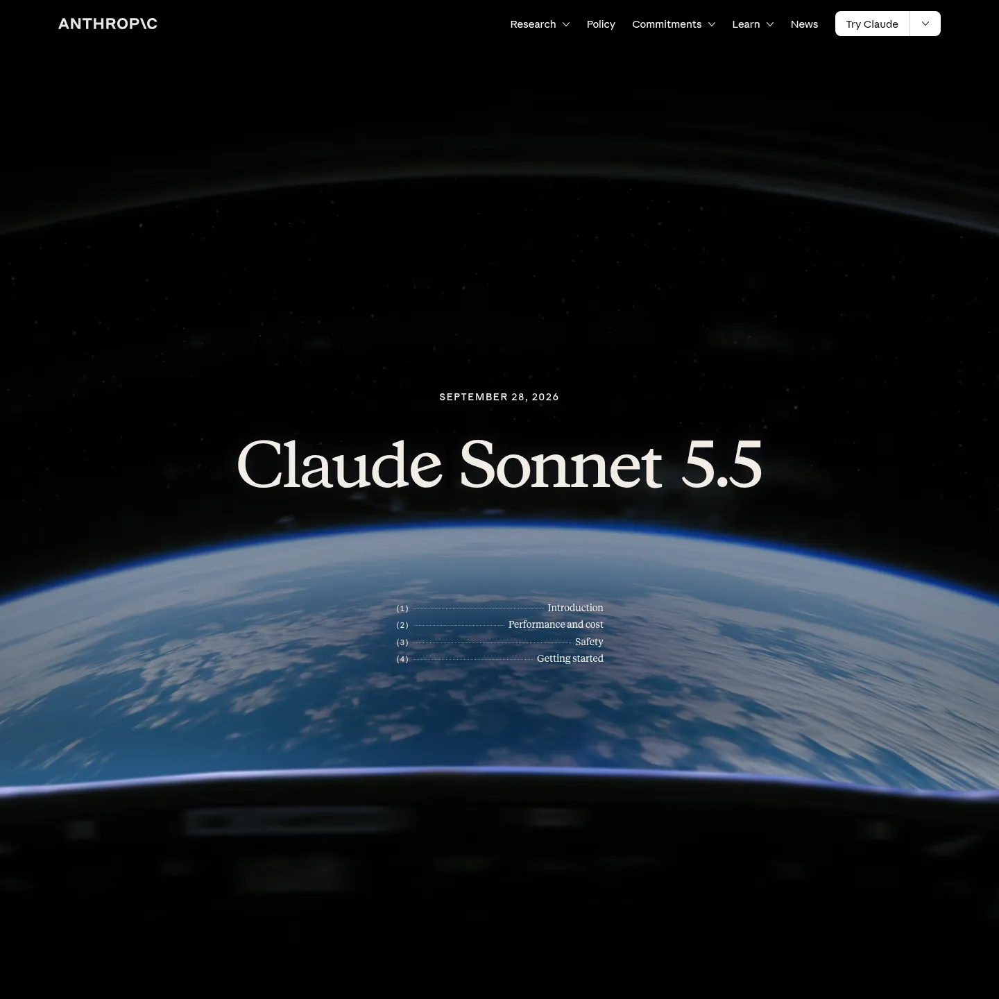 Anthropic's Claude Sonnet 5.5 release page showing coding, knowledge work, and effort comparisons