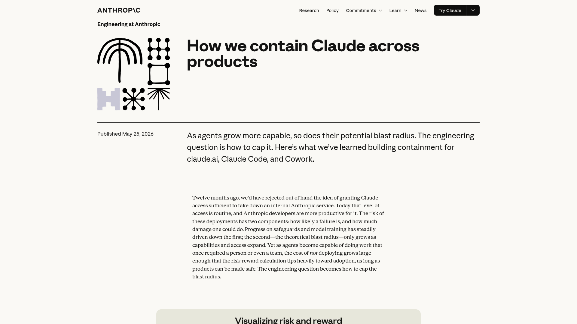 Anthropic engineering page explaining containment boundaries across Claude products