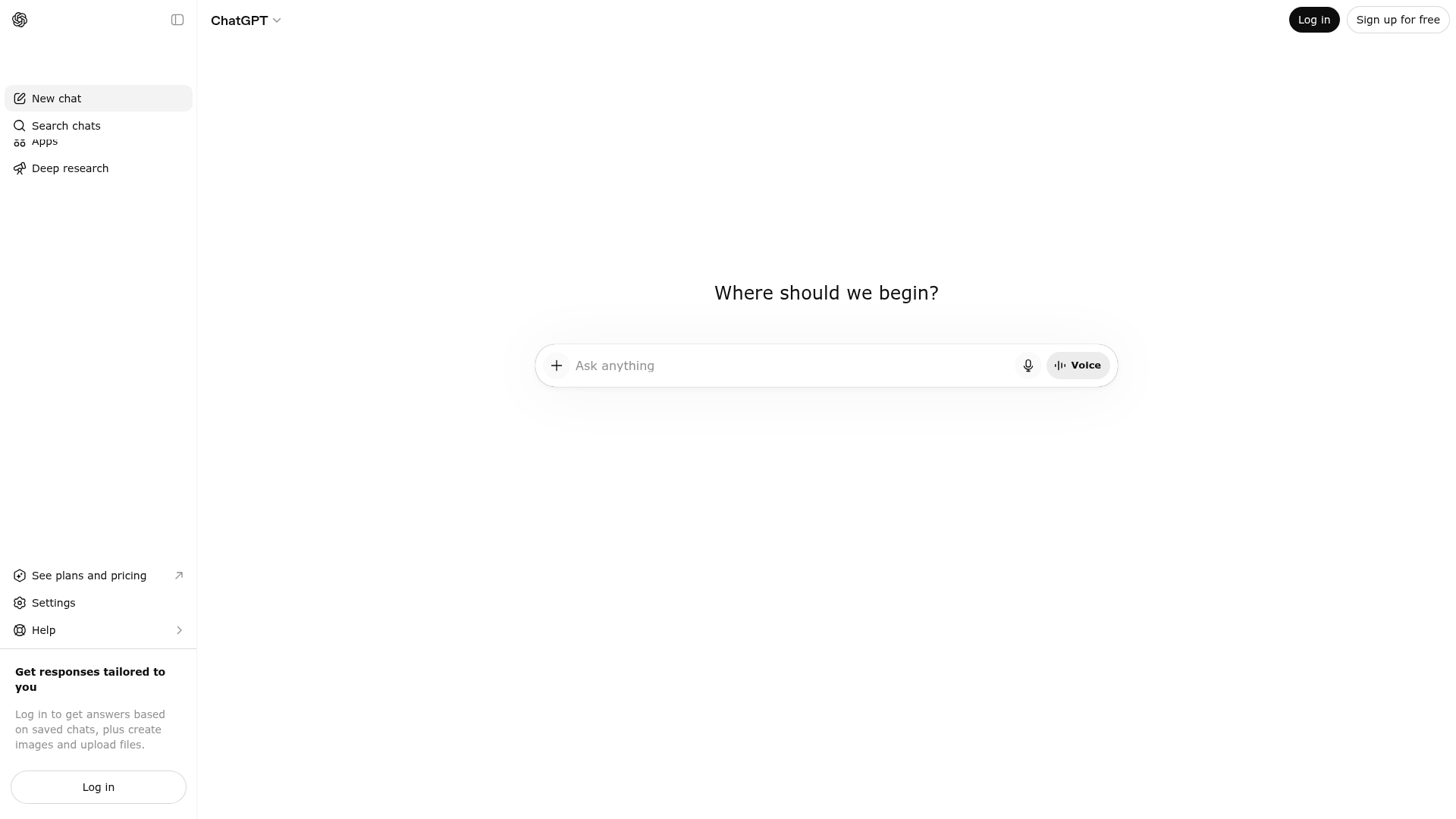 ChatGPT web interface