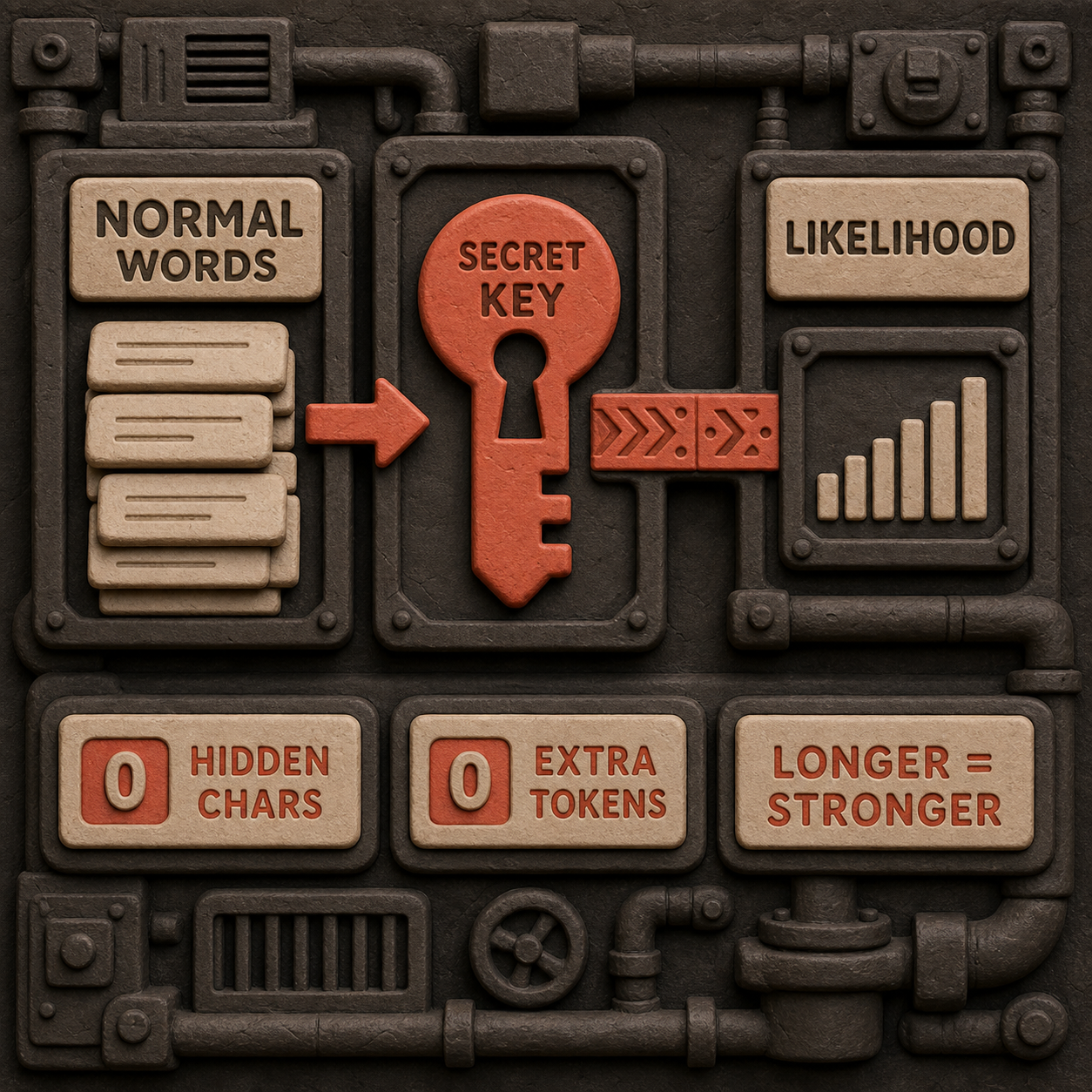 Clay infographic showing ordinary word choices forming a keyed Claude watermark