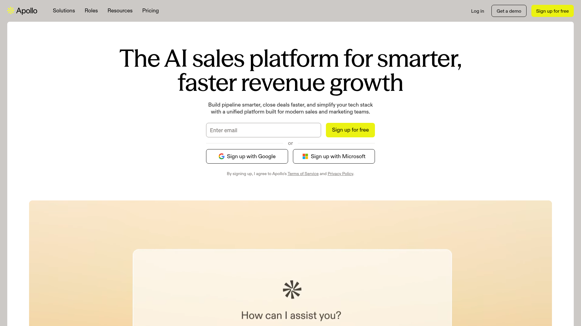 Apollo.io sales platform homepage