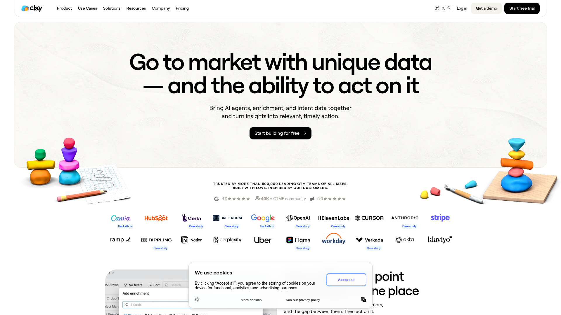 Clay data orchestration product page
