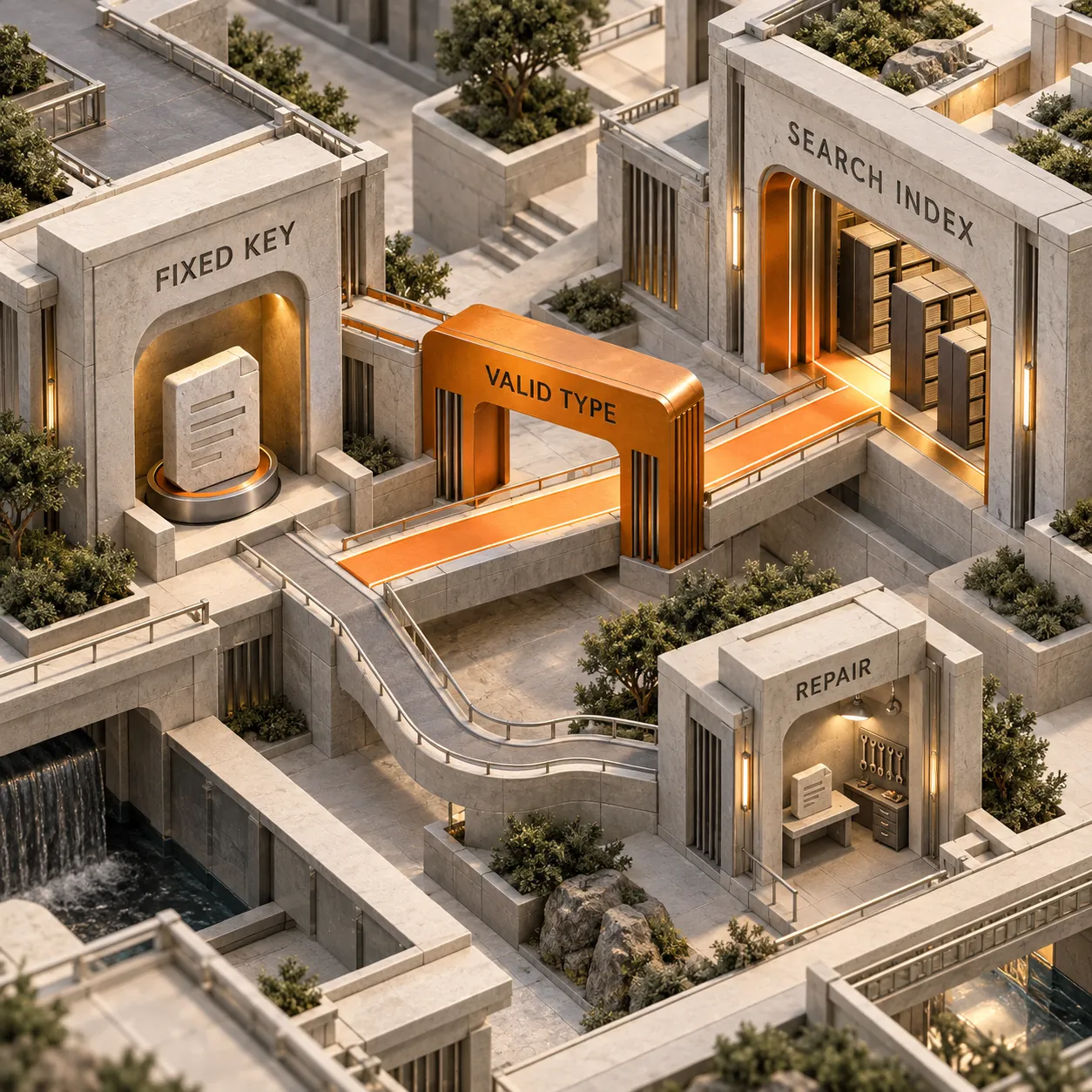 Architectural model showing an extensionless R2 object moving through Content-Type validation into the AI Search index while the object key stays fixed