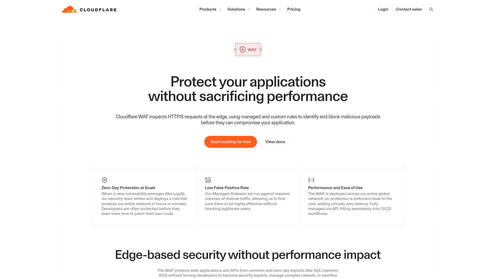 Cloudflare Web Application Firewall product page