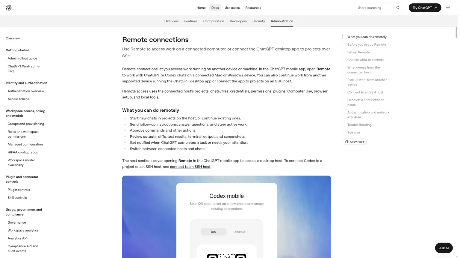 Codex Remote documentation for mobile, desktop, and SSH host control