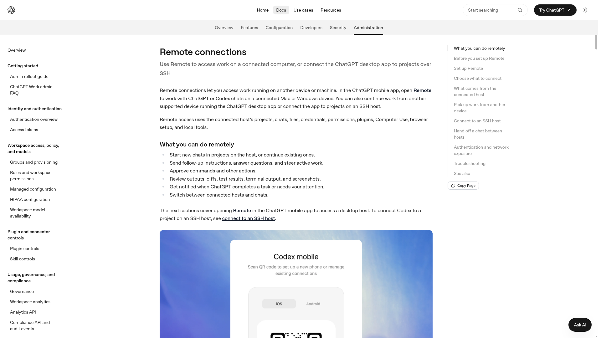 Codex Remote documentation for mobile, desktop, and SSH host control
