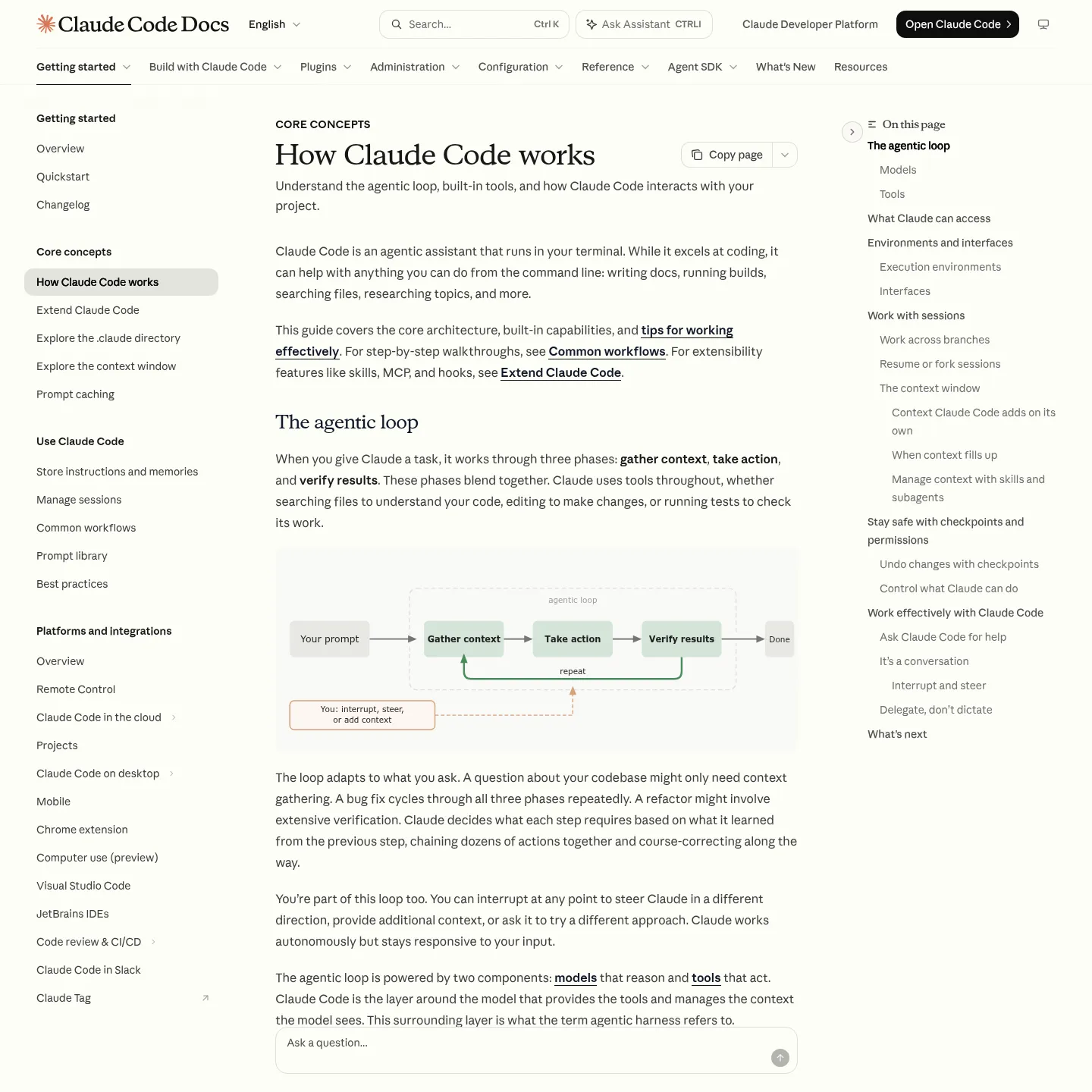 Official Claude Code documentation explaining its context window and compaction
