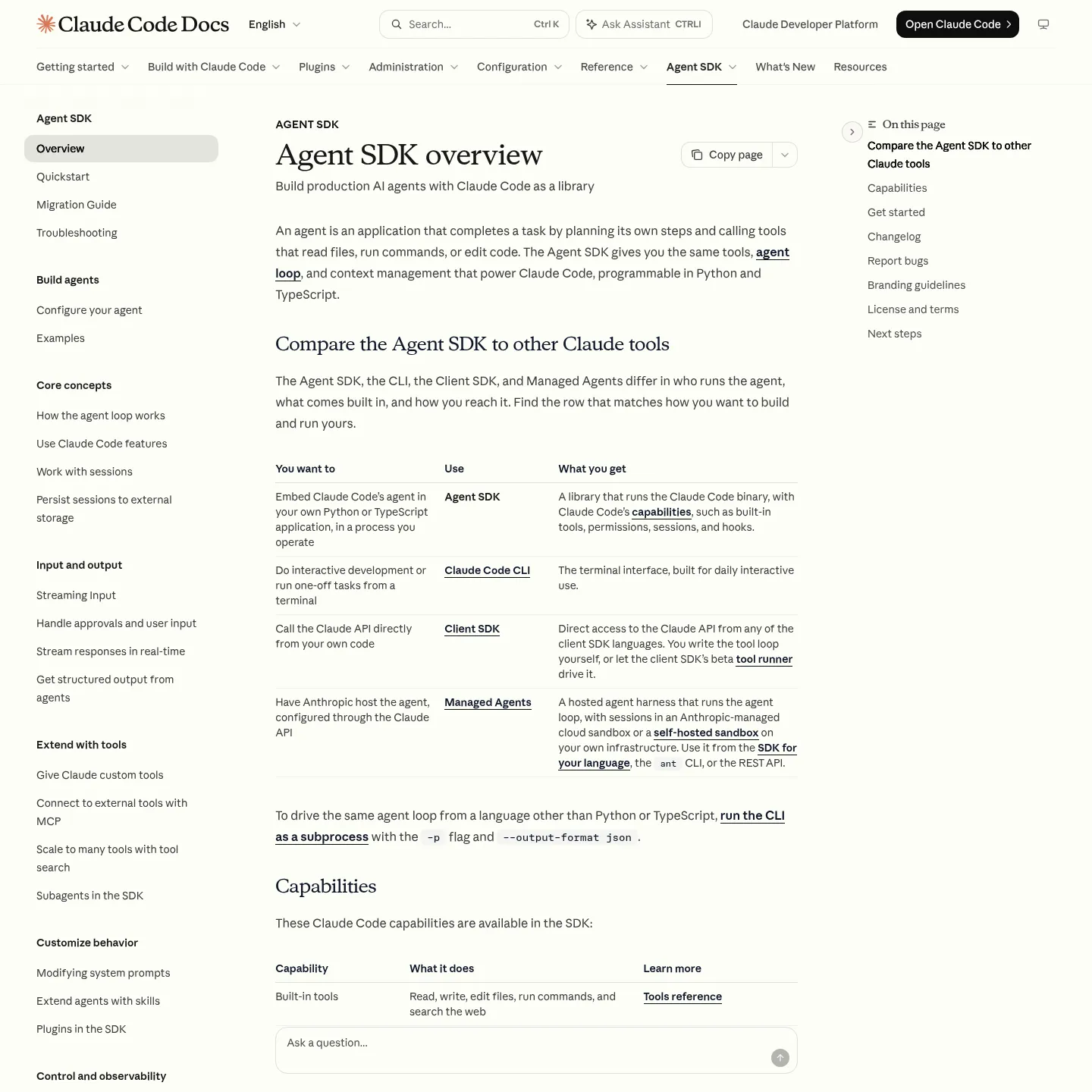 Official Claude Agent SDK overview describing its tools and context management