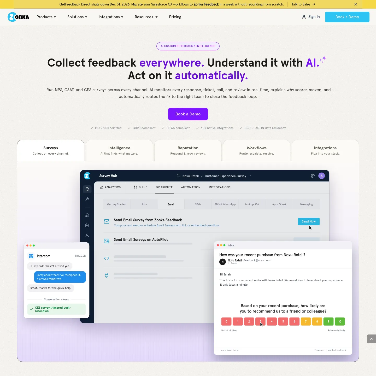 Zonka Feedback's customer feedback and intelligence product page
