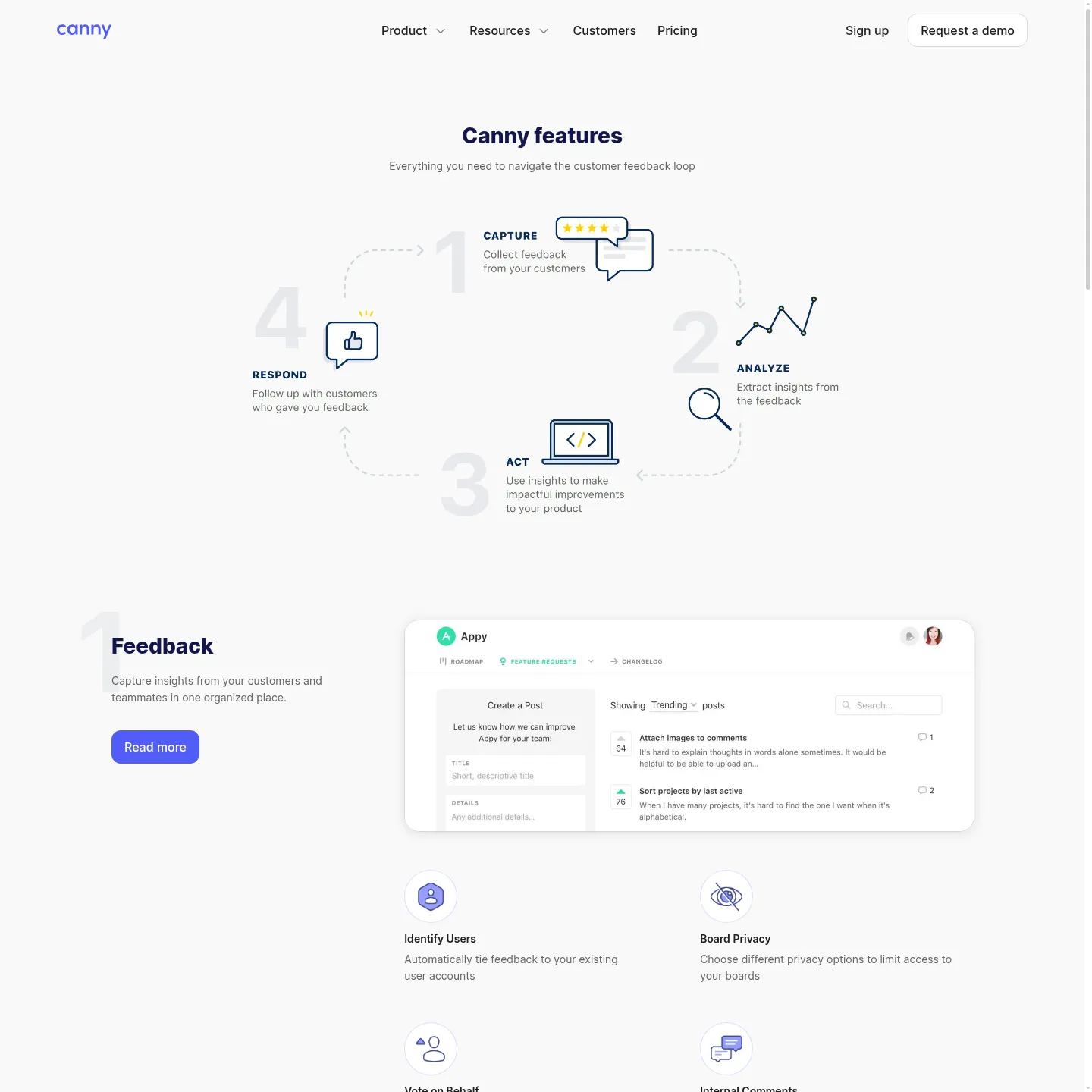 Canny feedback, roadmap and changelog product features