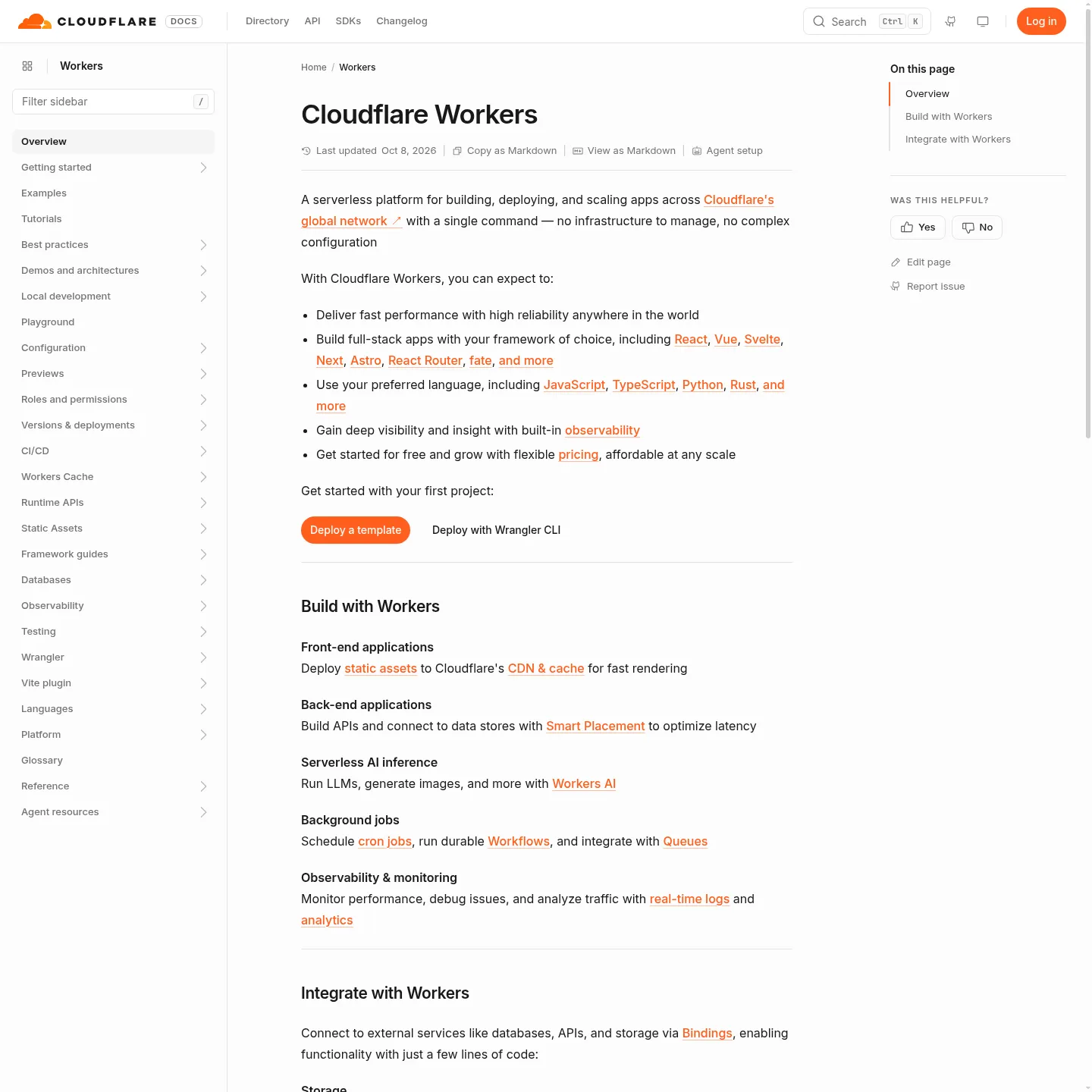 Cloudflare Workers documentation and platform overview