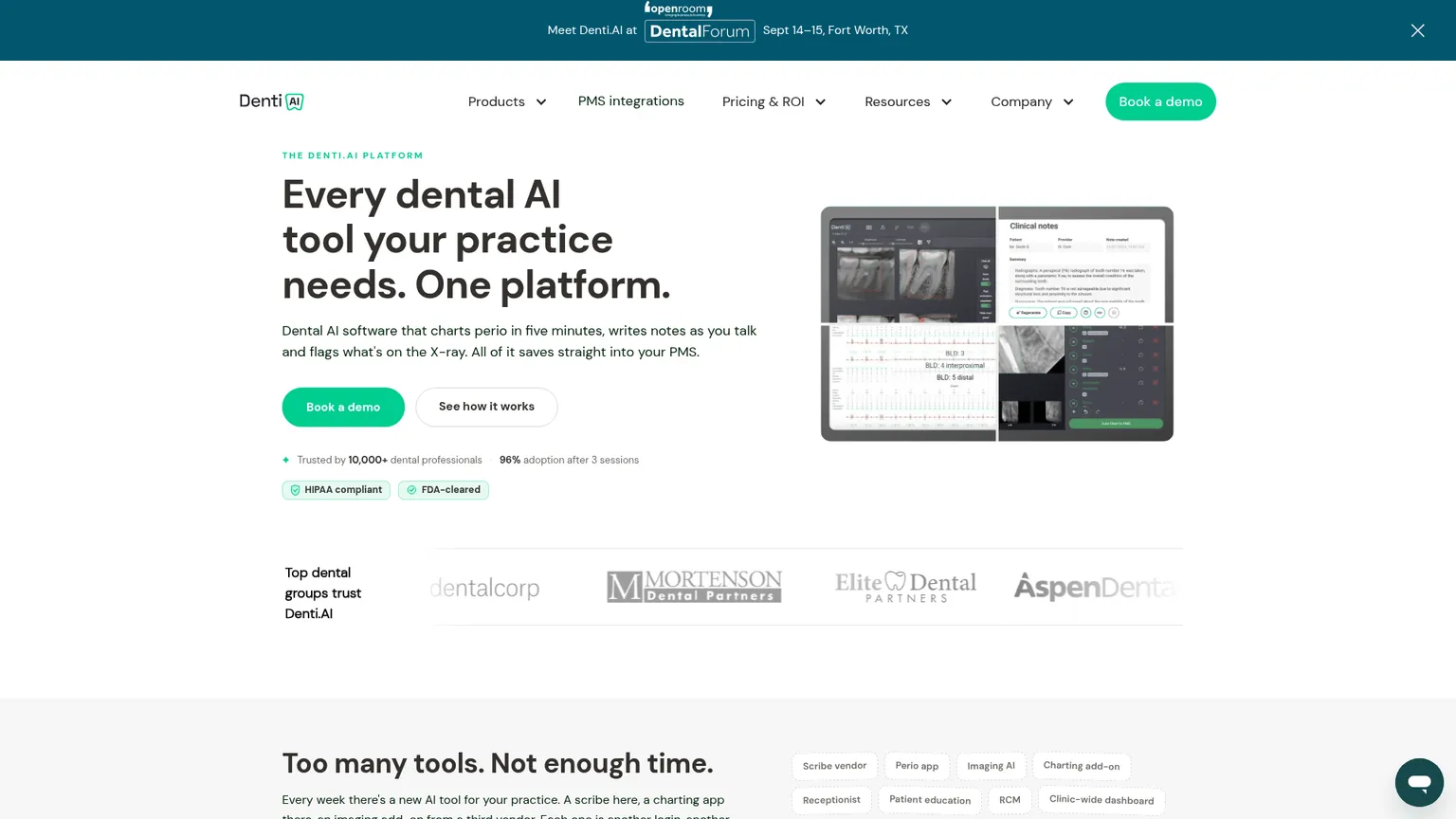 Plateforme d’IA dentaire Denti.AI et tarifs actuels pour un site