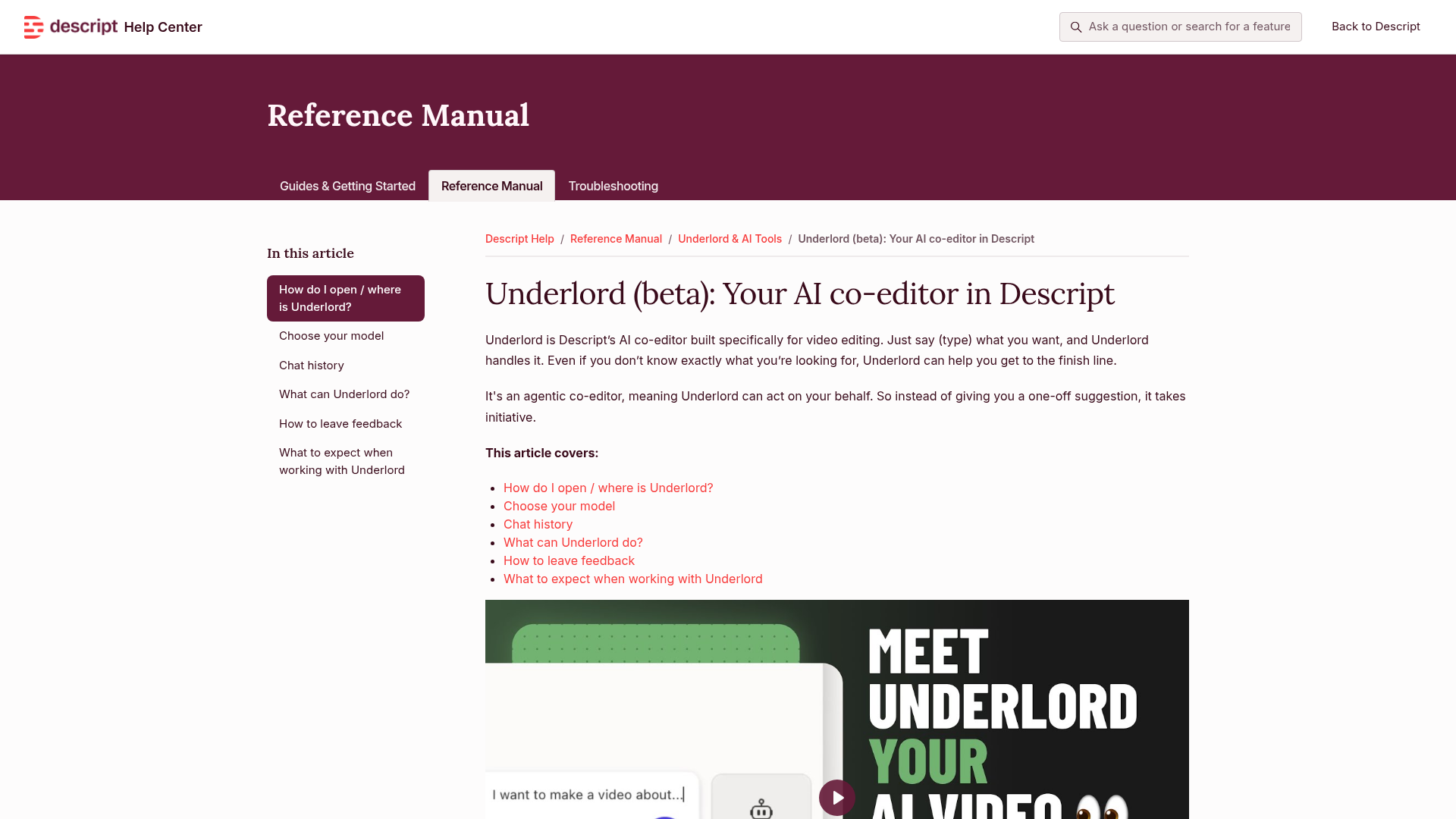 Descript Underlord public co-editor guide