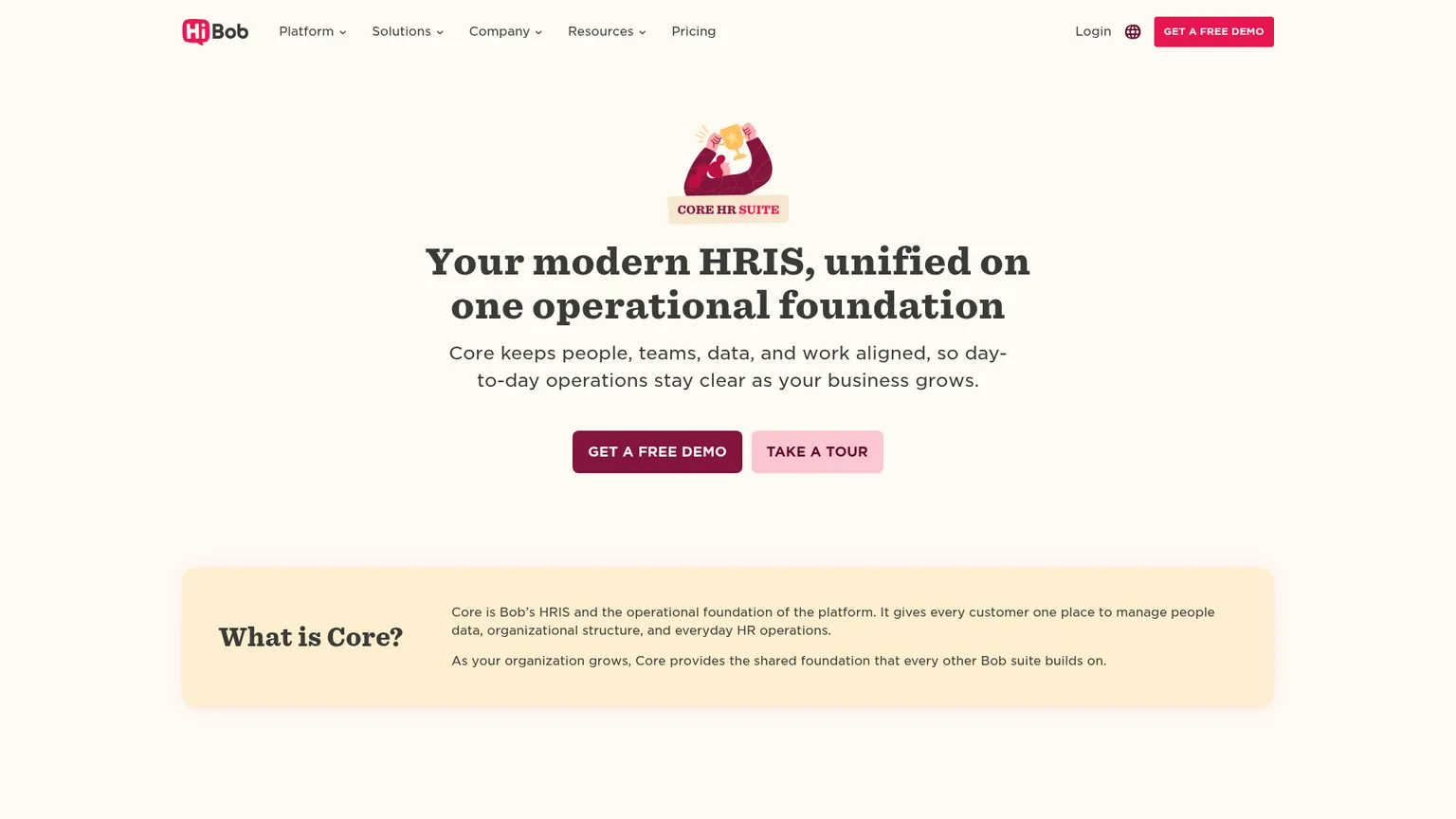 HiBob Core HRIS workflows and employee data interface
