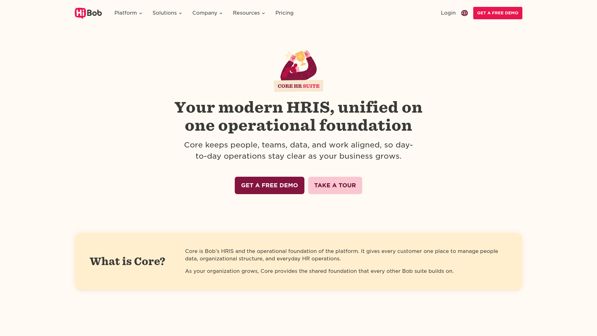 HiBob Core HRIS workflows and employee data interface
