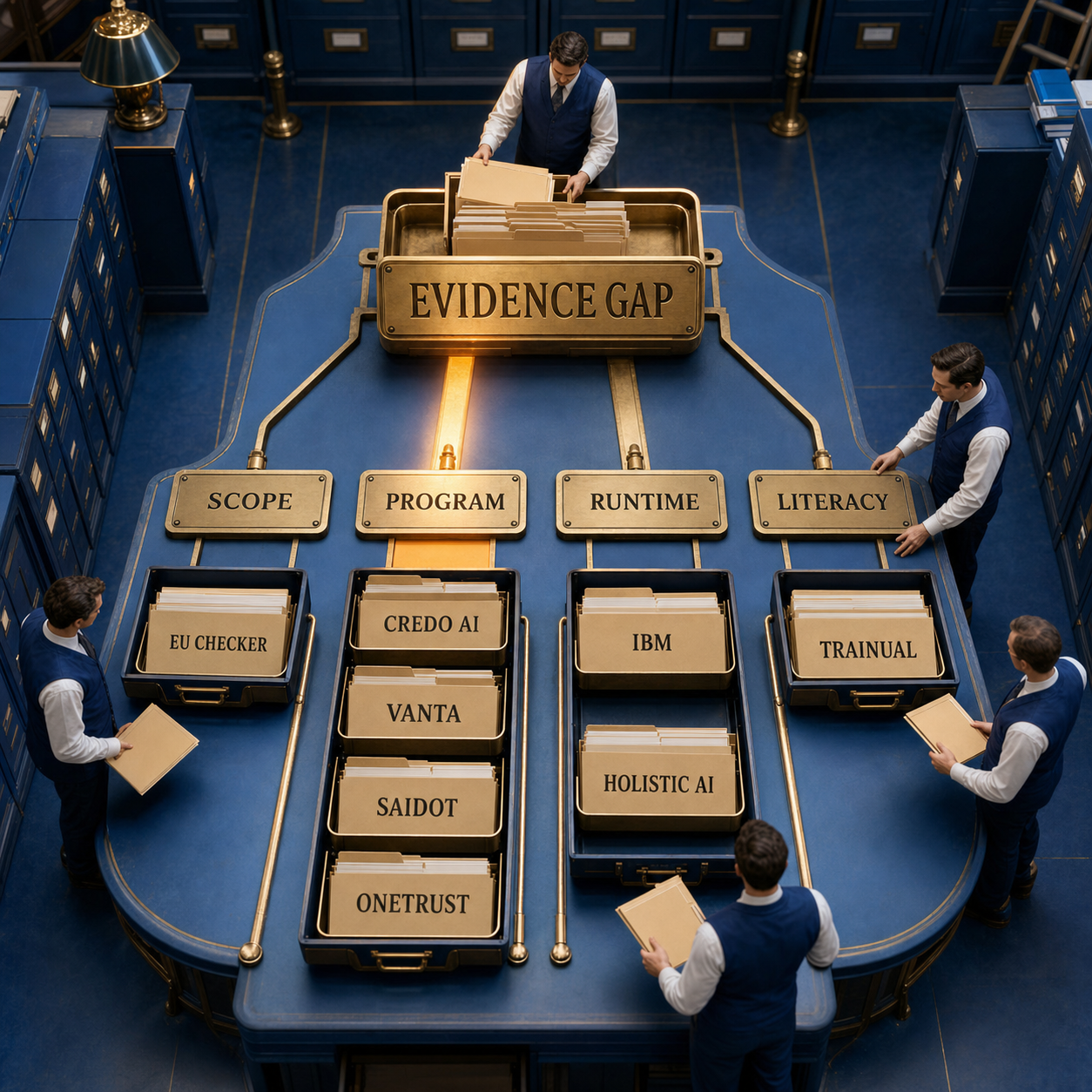 EU AI Act tool decision flow through scope, program, runtime, and literacy routes