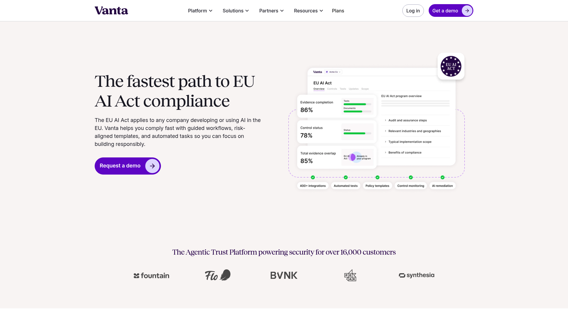 Vanta EU AI Act product page
