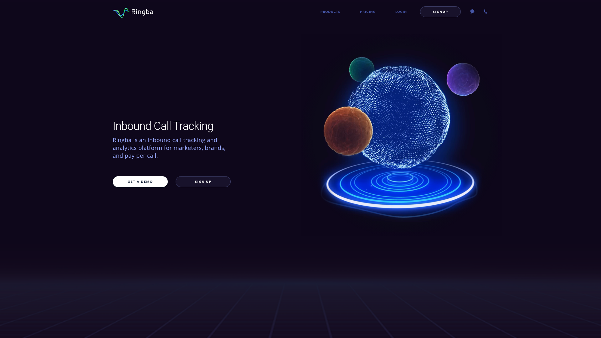 Ringba homepage screenshot
