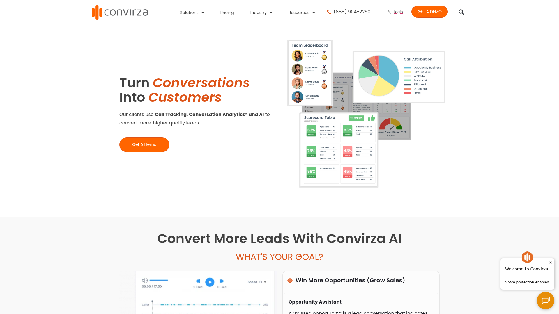Convirza homepage screenshot