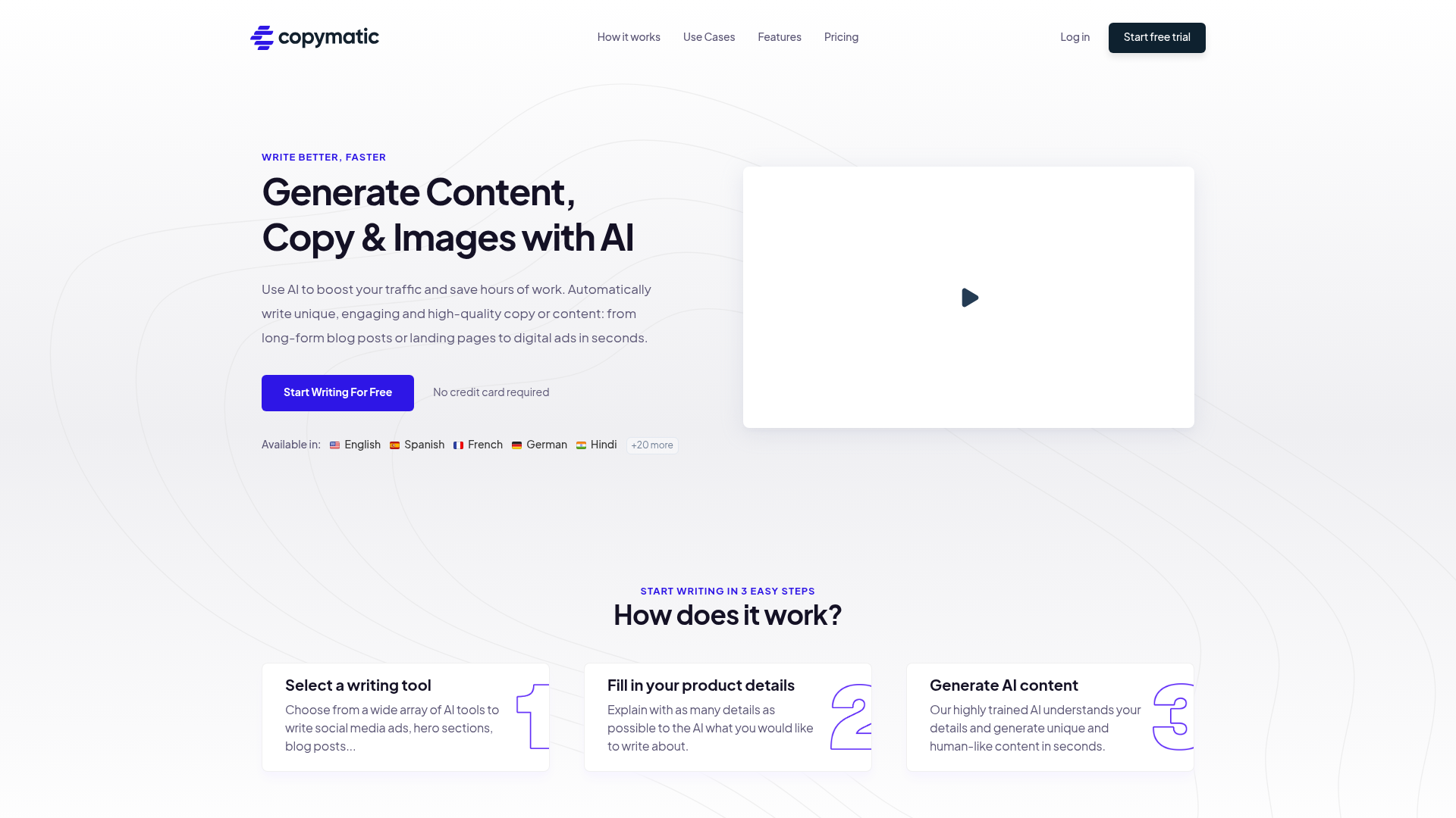 Copymatic homepage screenshot