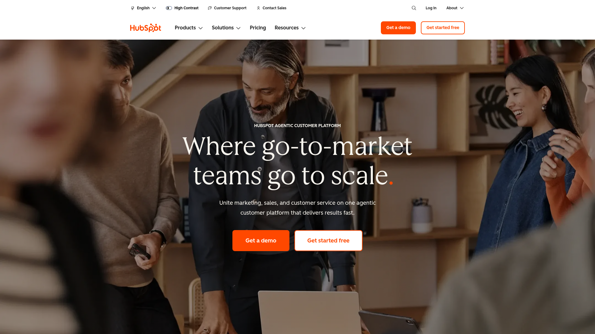 HubSpot homepage screenshot