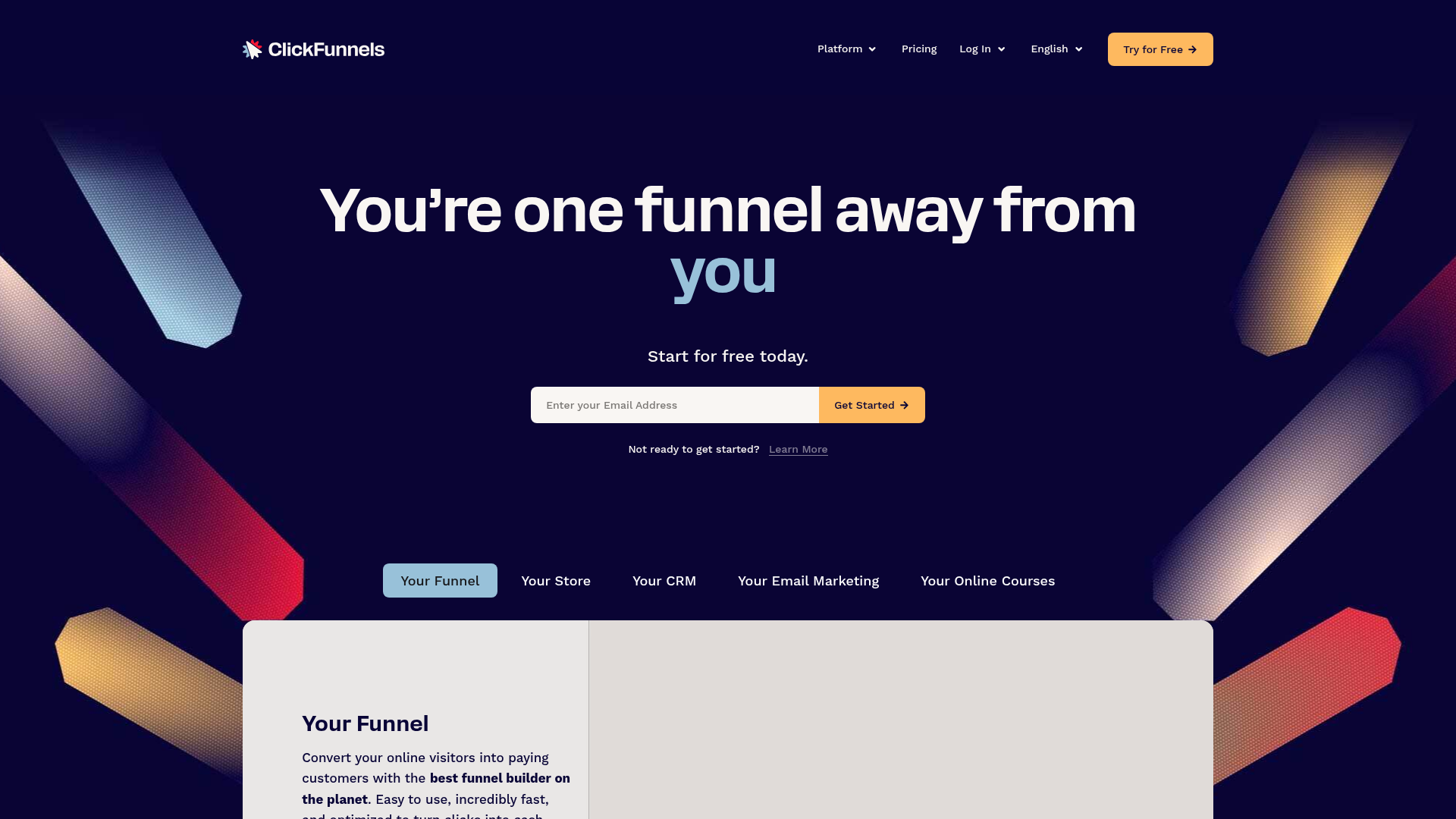 ClickFunnels funnel and landing page platform homepage