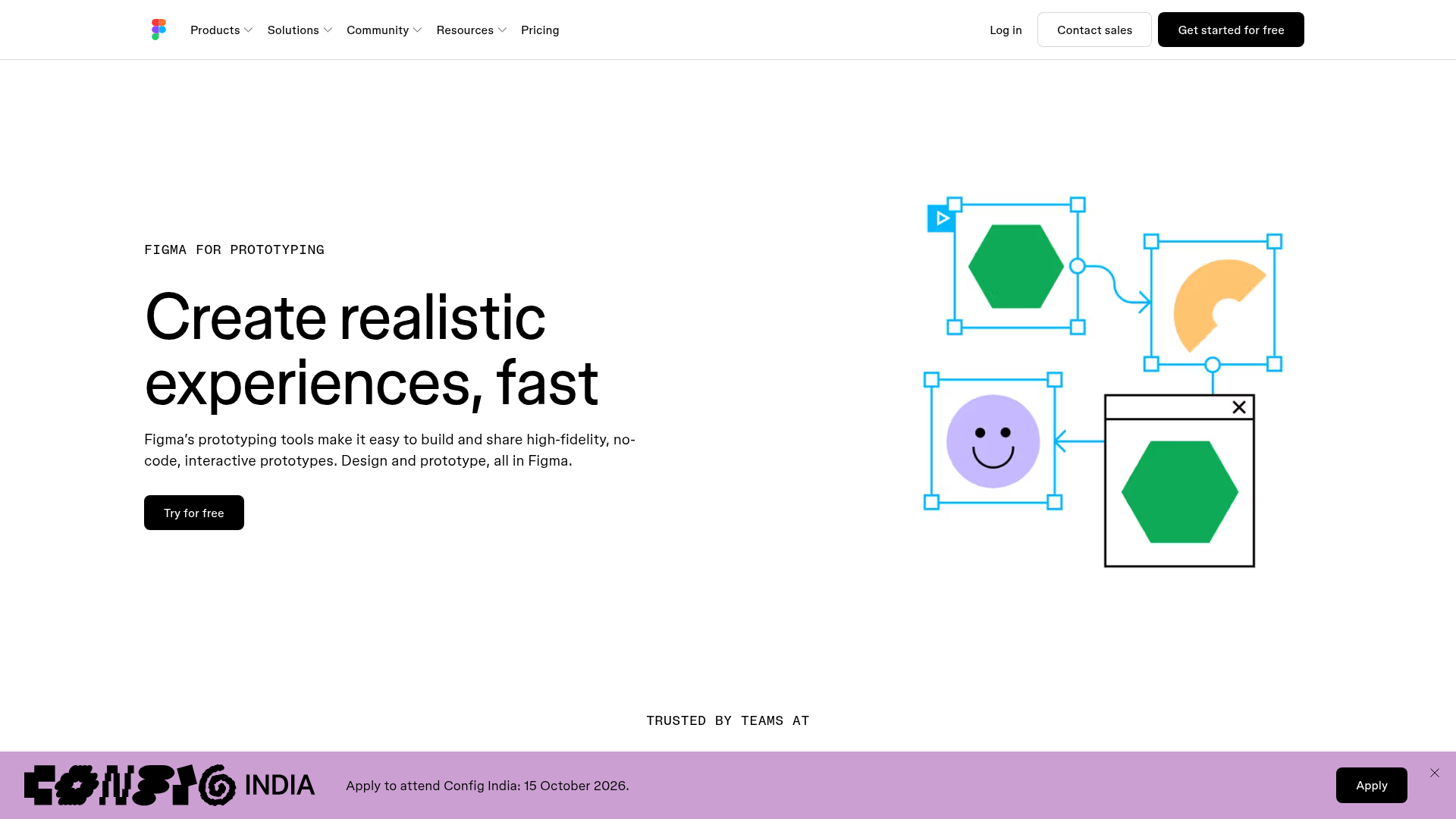 Figma prototyping page showing interactive no-code product prototypes
