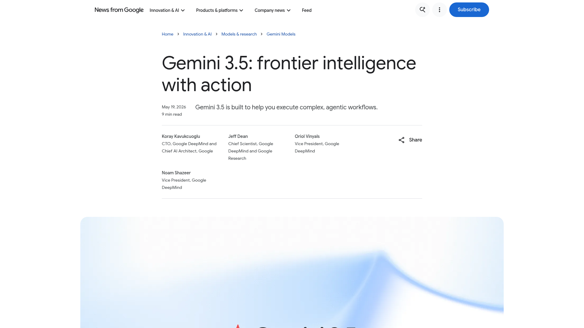 Google's official Gemini 3.5 announcement page