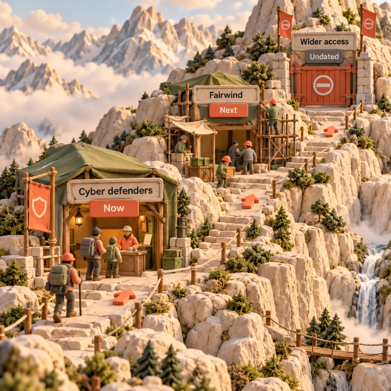 Clay mountain stations show cyber defenders first, Fairwind partners next and wider access with no date