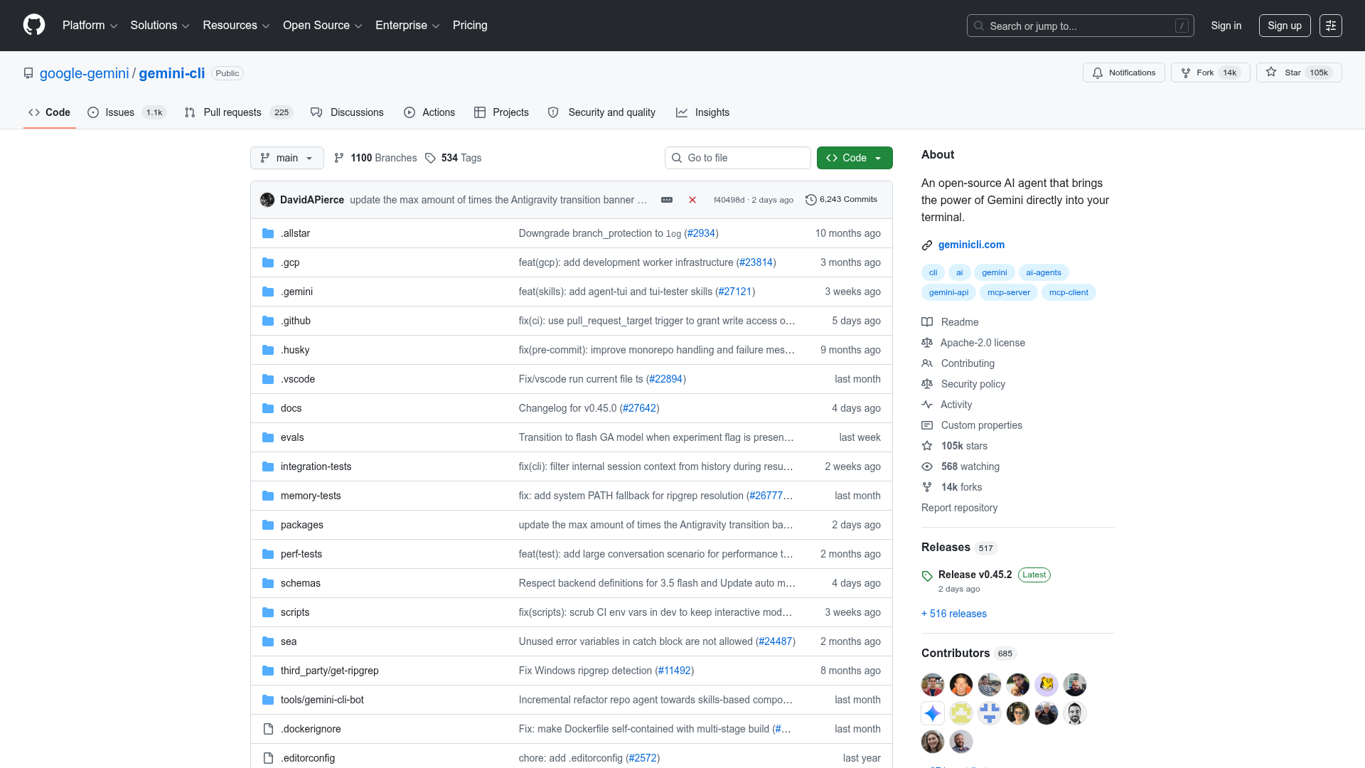 Gemini CLI open-source repository on GitHub