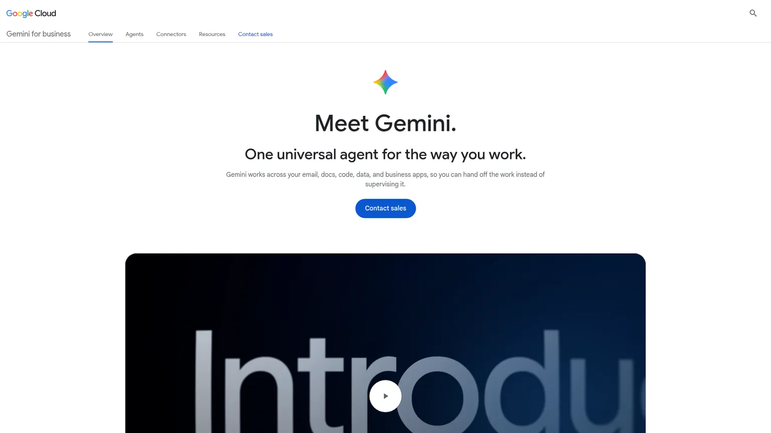 Google's Gemini Enterprise product page describing its universal agent for work