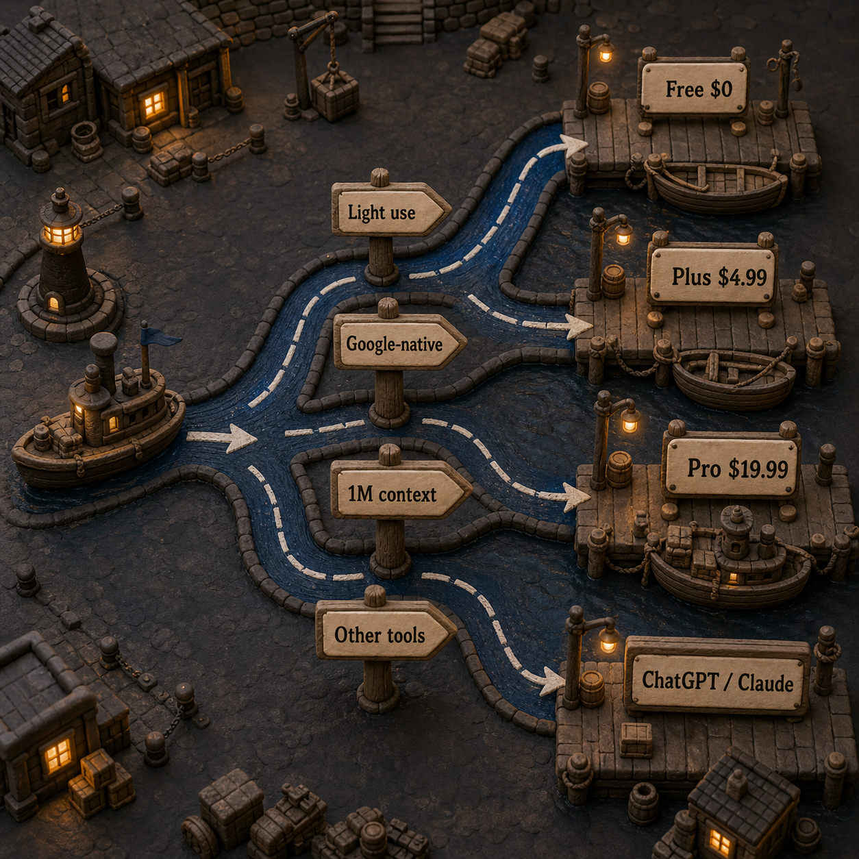 Decision flow for choosing Gemini Free Plus Pro or an alternative