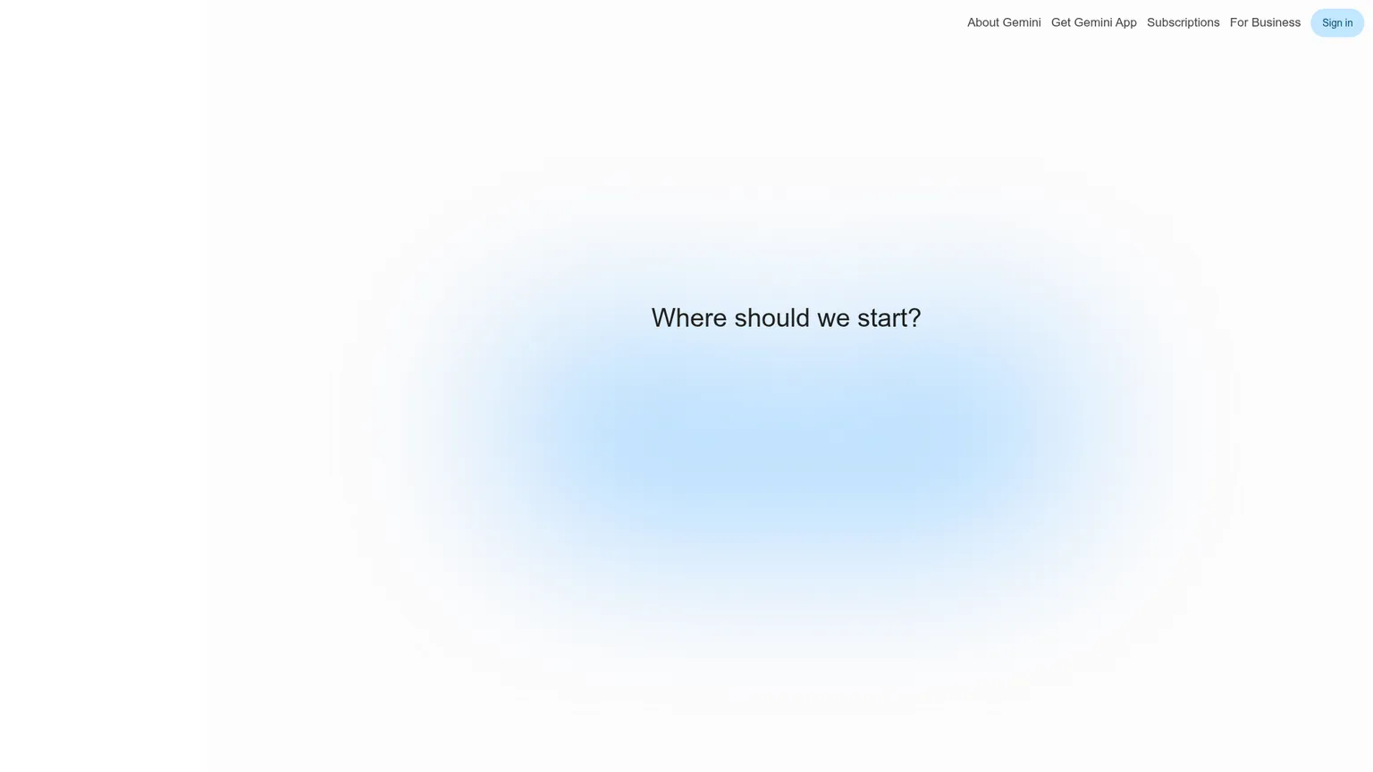 Google Gemini Startbildschirm des Consumer-Assistenten