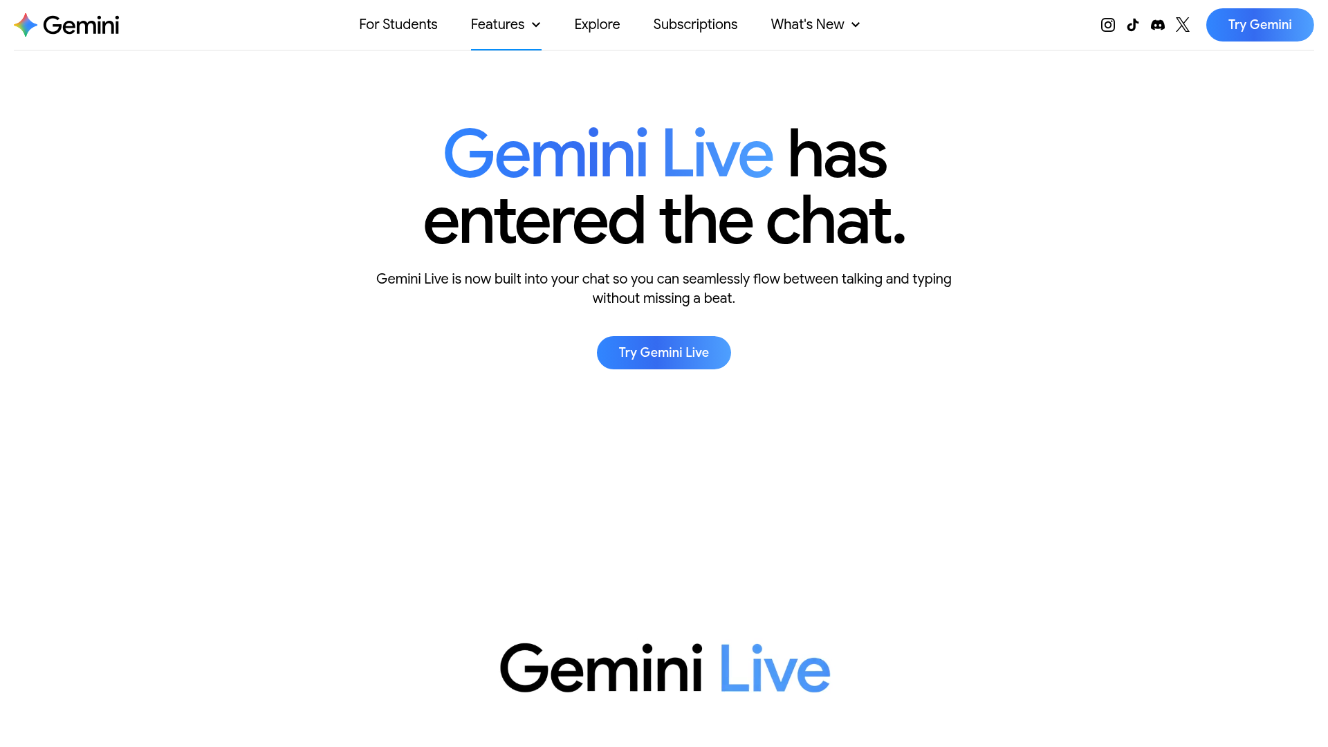 Google Gemini Live voice assistant feature page
