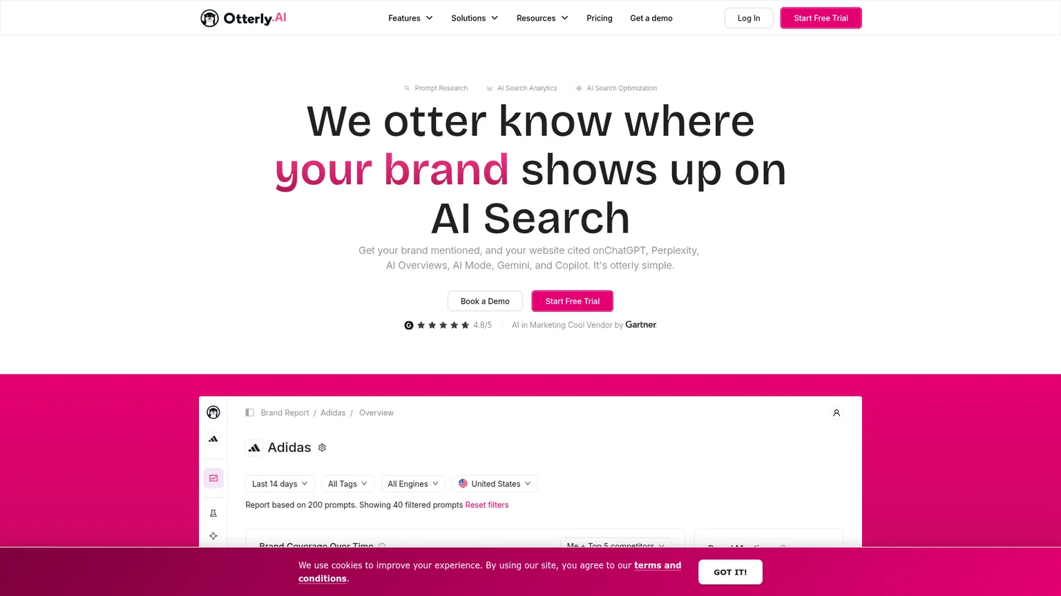 Otterly.AI 的 AI 搜索可见度追踪面板