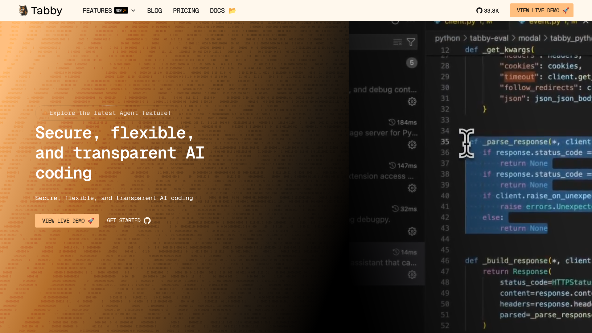 Tabby self-hosted coding assistant homepage