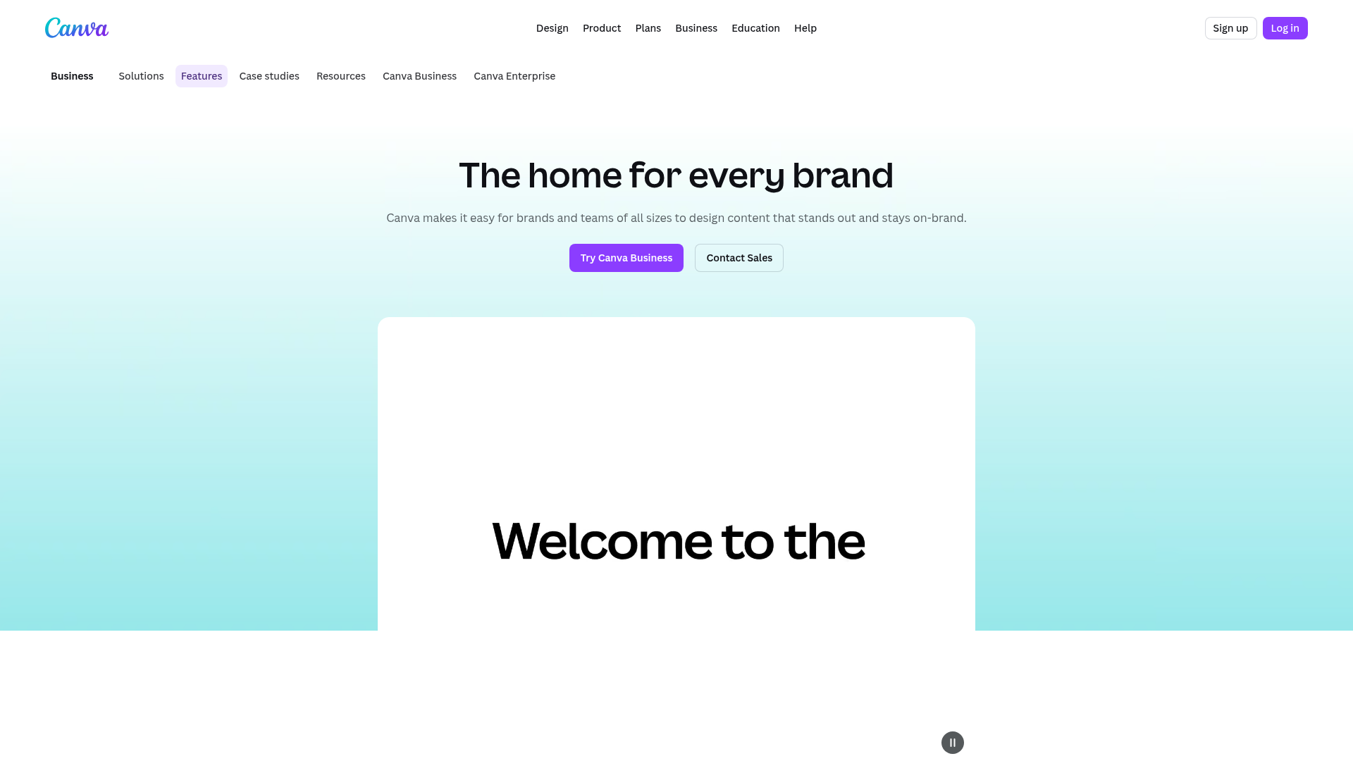 Canva business brand management features page