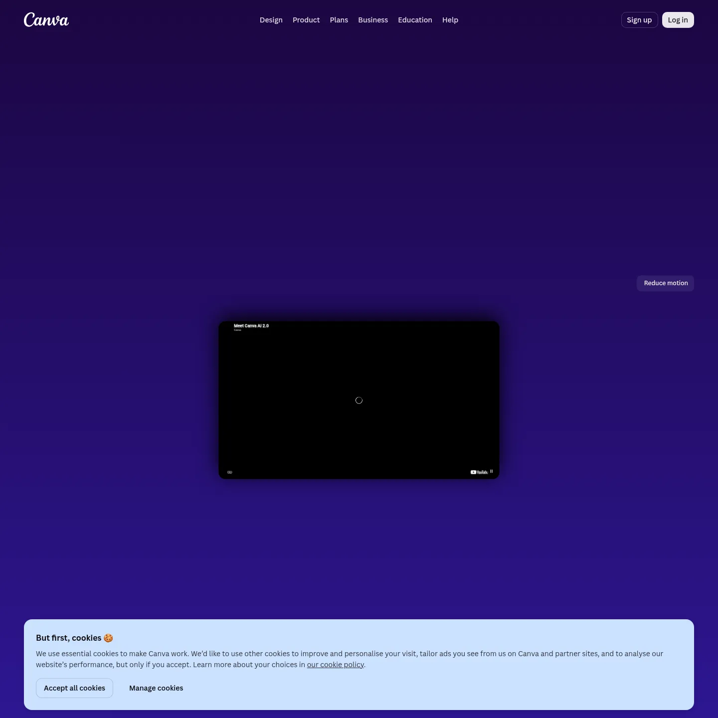 Canva's official AI design tools page