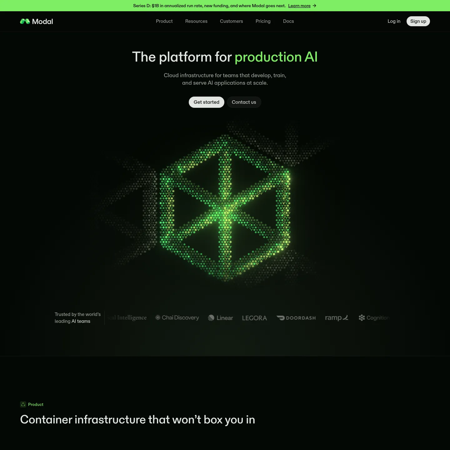 Сайт Modal с описанием вычислительной платформы для разработчиков