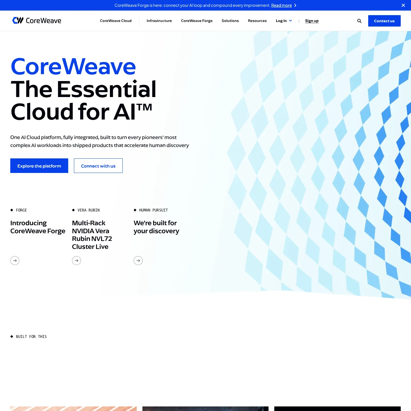 Сайт CoreWeave с вычислительными и инфраструктурными сервисами для ИИ