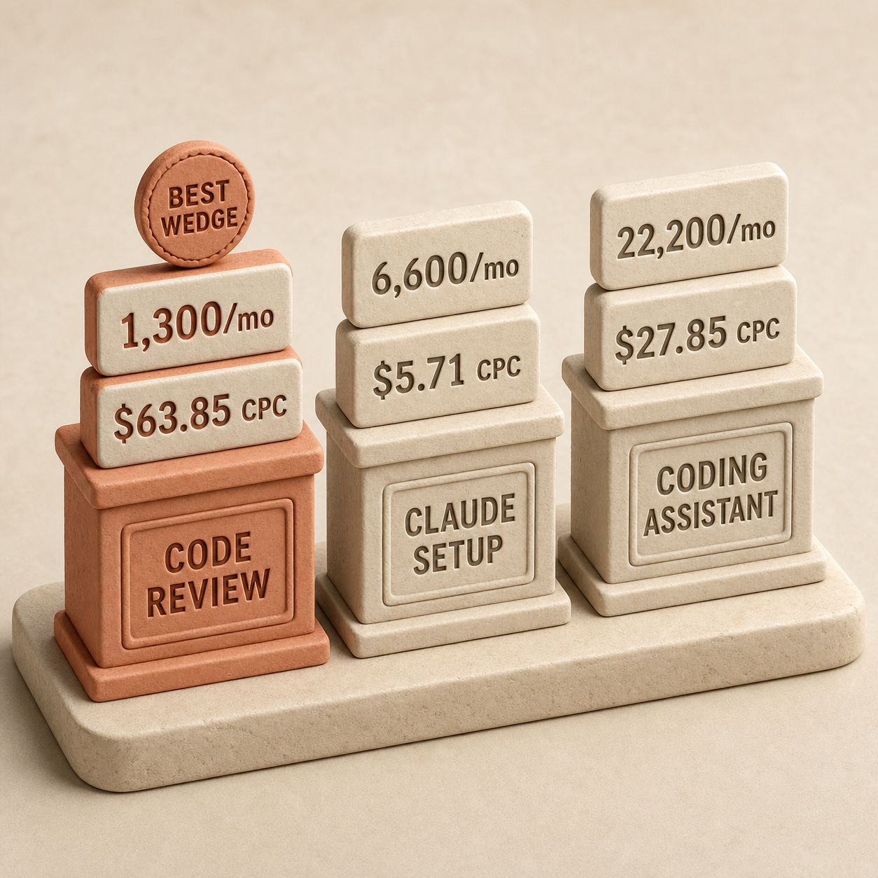 Clay market comparison of AI code review, Claude Code setup, and AI coding assistant demand