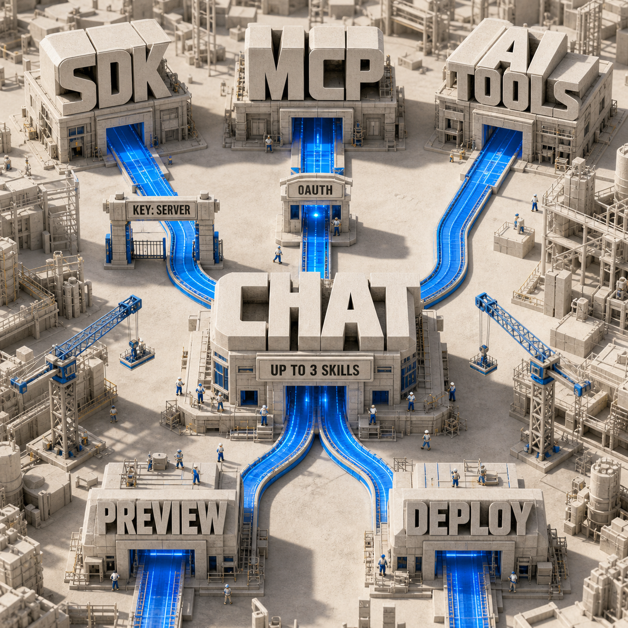 Three v0 integration routes using the SDK, MCP, or AI tools with server-side security