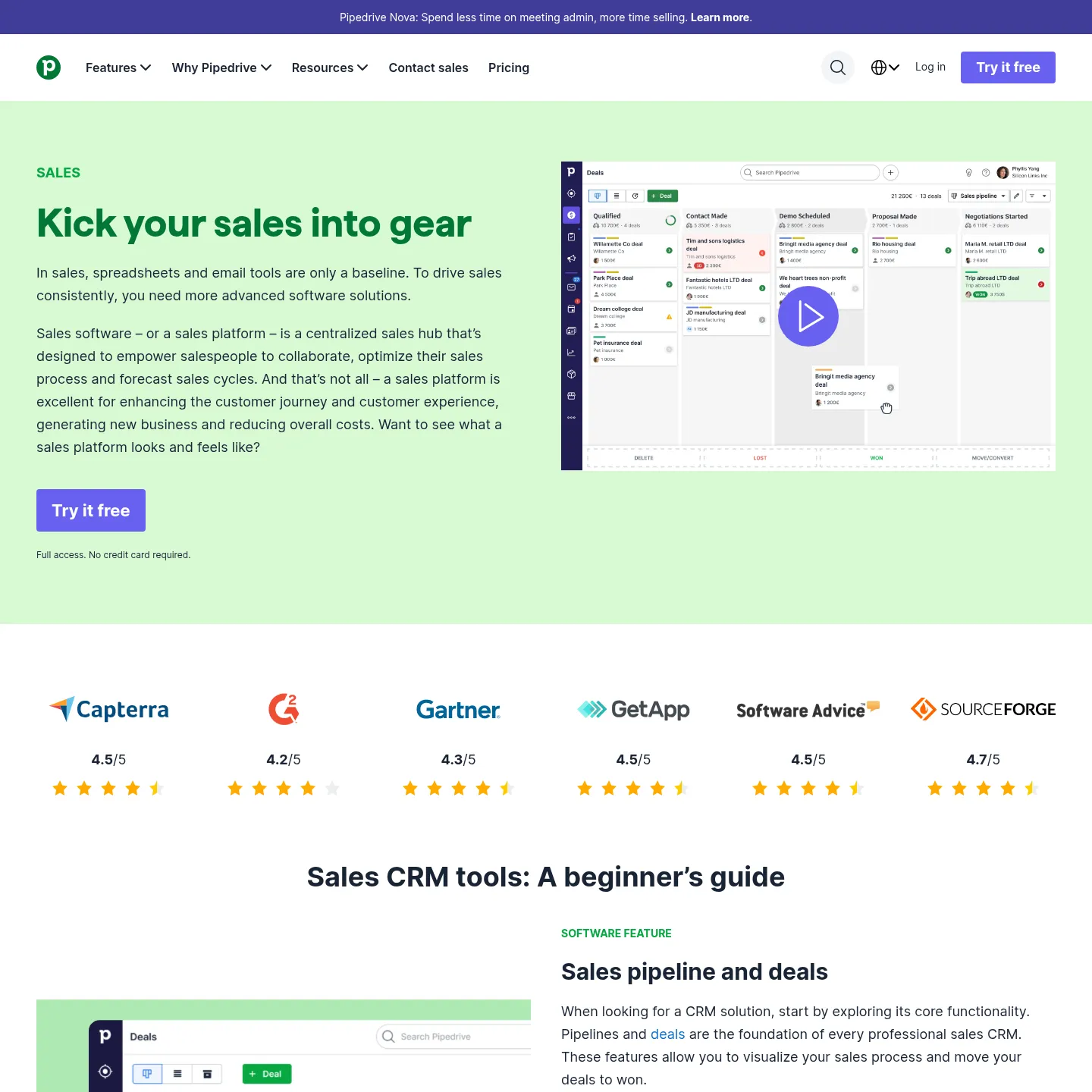 Pipedrive sales CRM and pipeline workflow