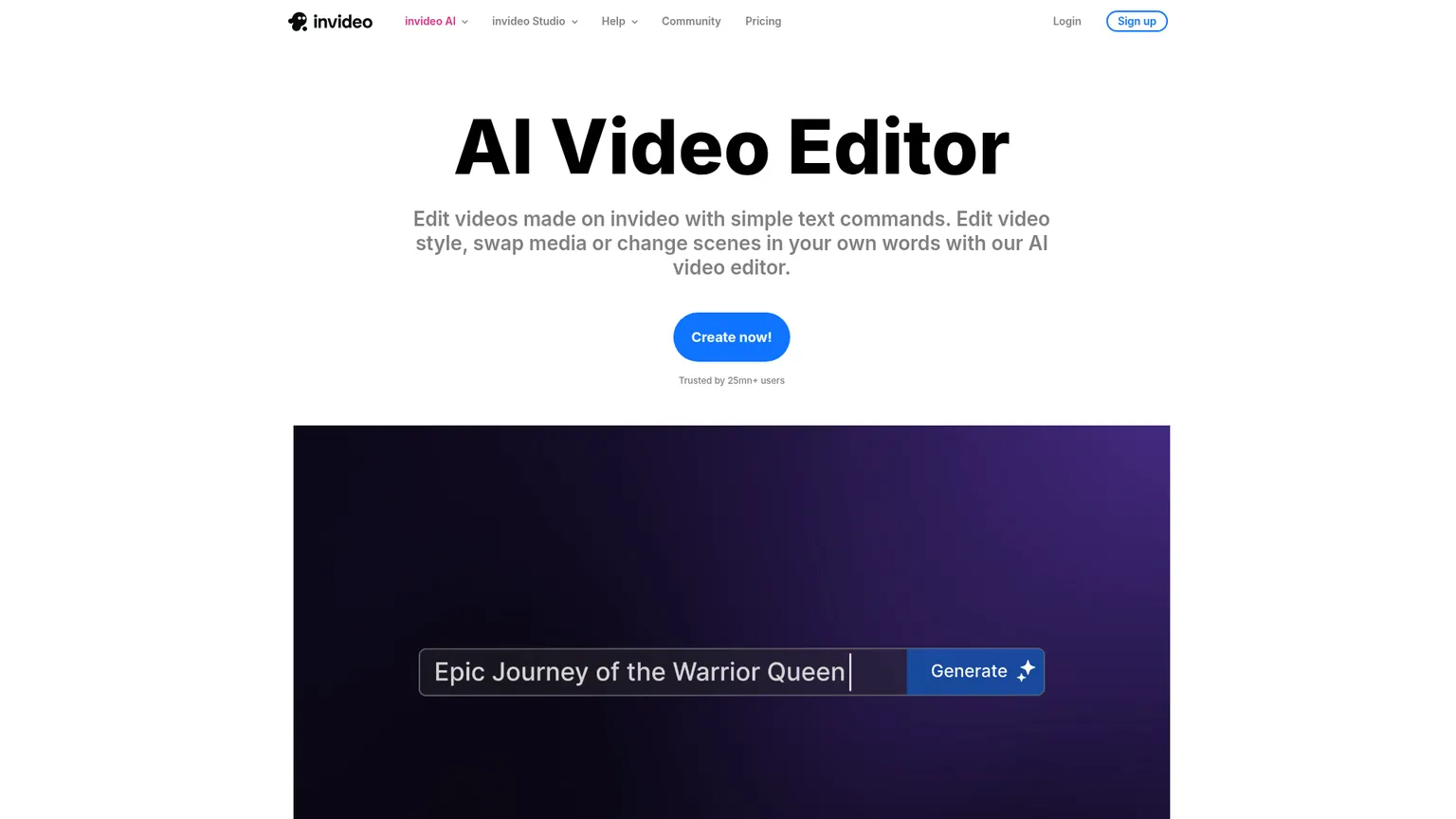 InVideo Magic Box AI video editor feature page