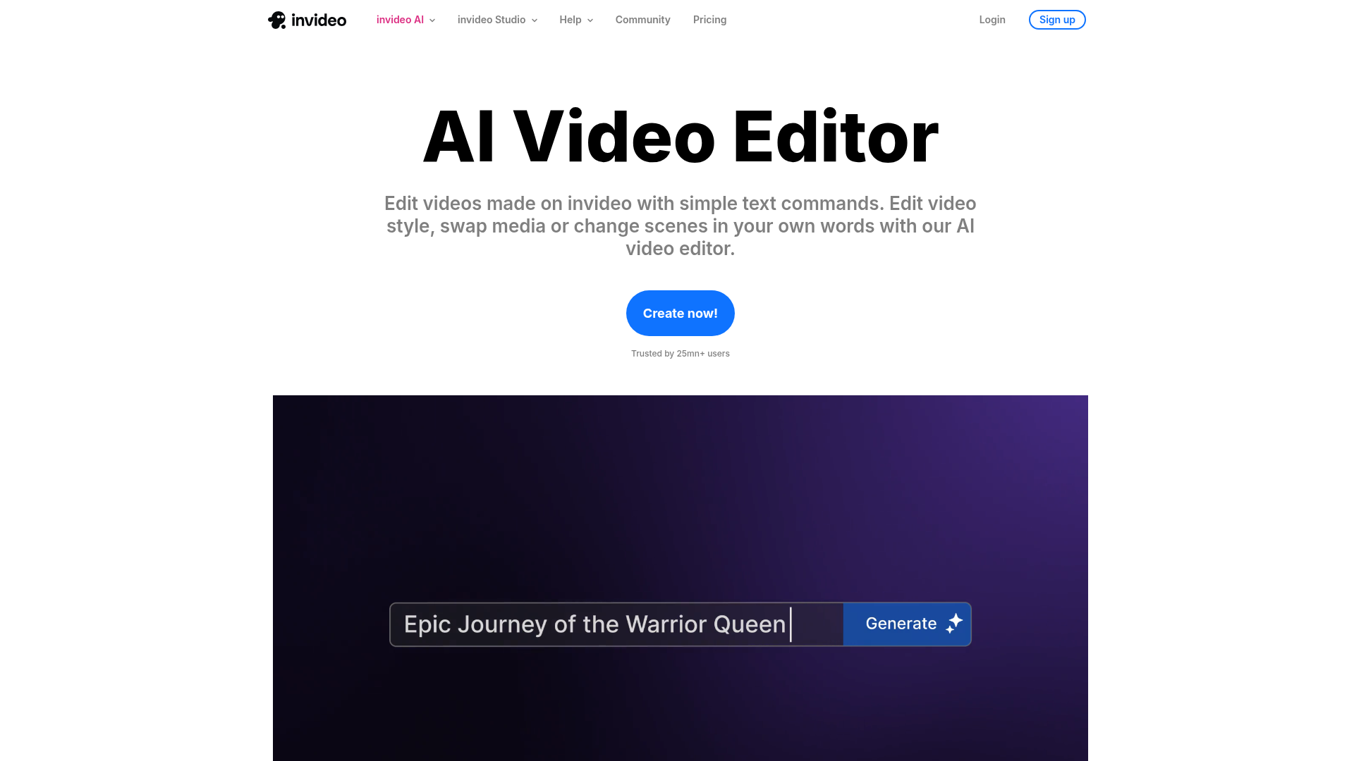 InVideo Magic Box AI video editor feature page