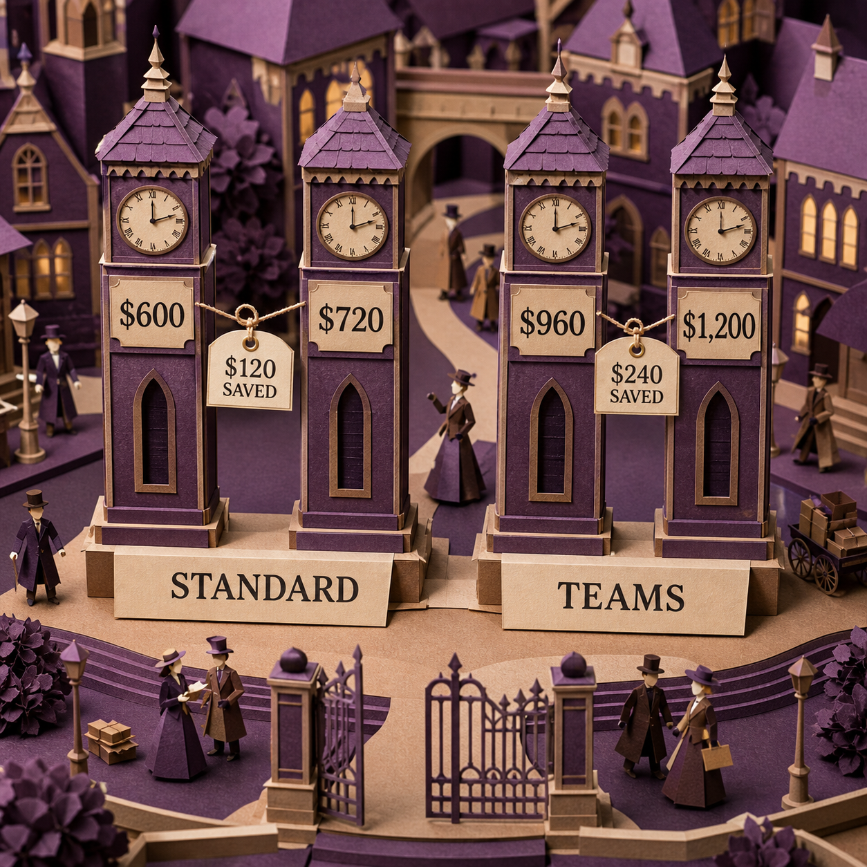 Five-seat Calendly cost comparison for Standard and Teams on yearly and monthly billing