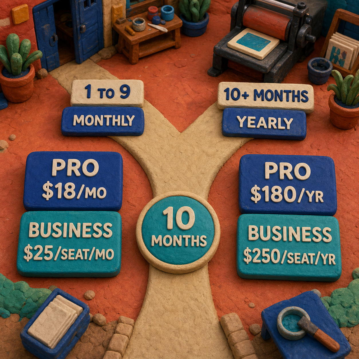 Canva monthly versus yearly decision flow with the 10-month break-even